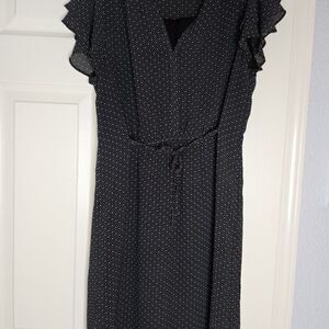 H&M 8 Black/ White Polka Dots Shortsleeves Elastic Waist Lined Women's Dress